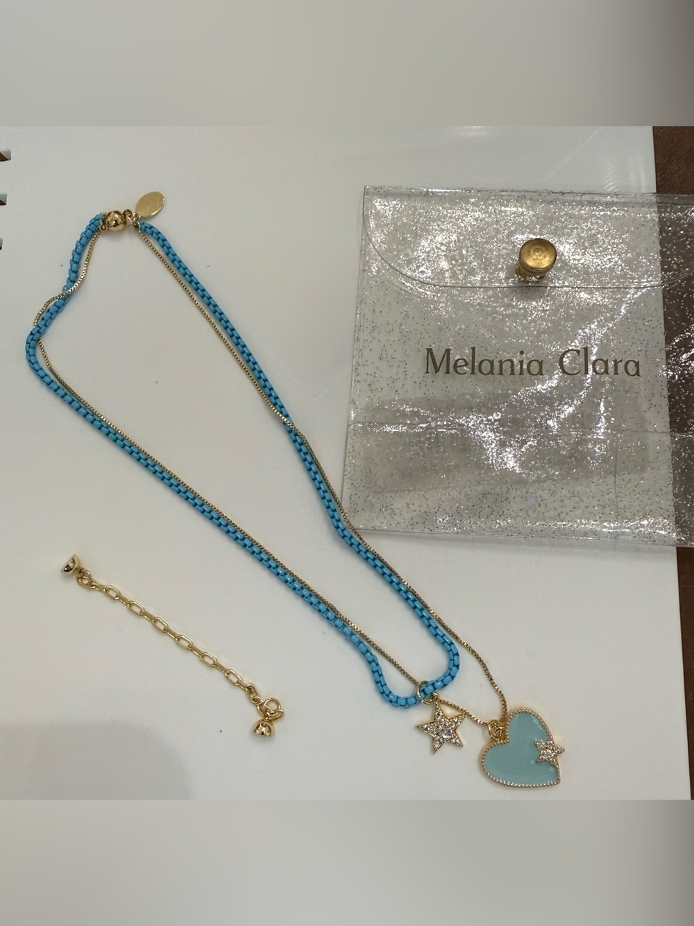 NEW by Melania Clara- La La Land Necklace - Pale Blue -Magnetic with Extender!